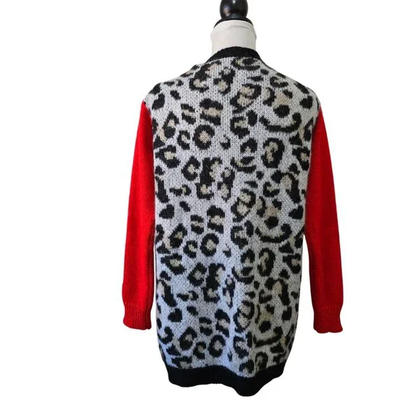 Niccolai Italy Mohair Cardigan Sweater Women's Leopard Print Color Block Small - Picture 4 of 11